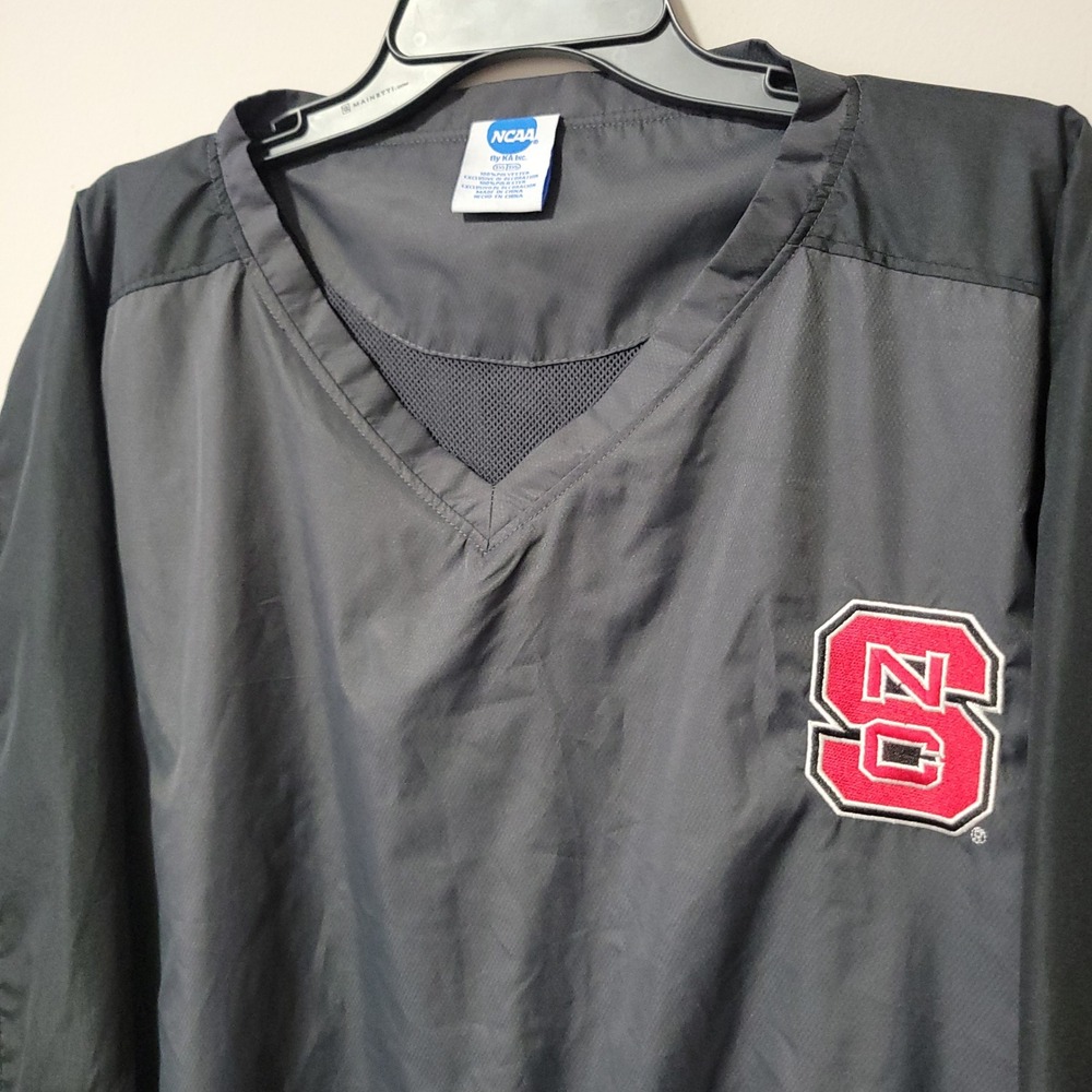 Vintage NC State Wolfpack Coaches Windbreaker Pullover Mens 3XL Black NCAA Y2K